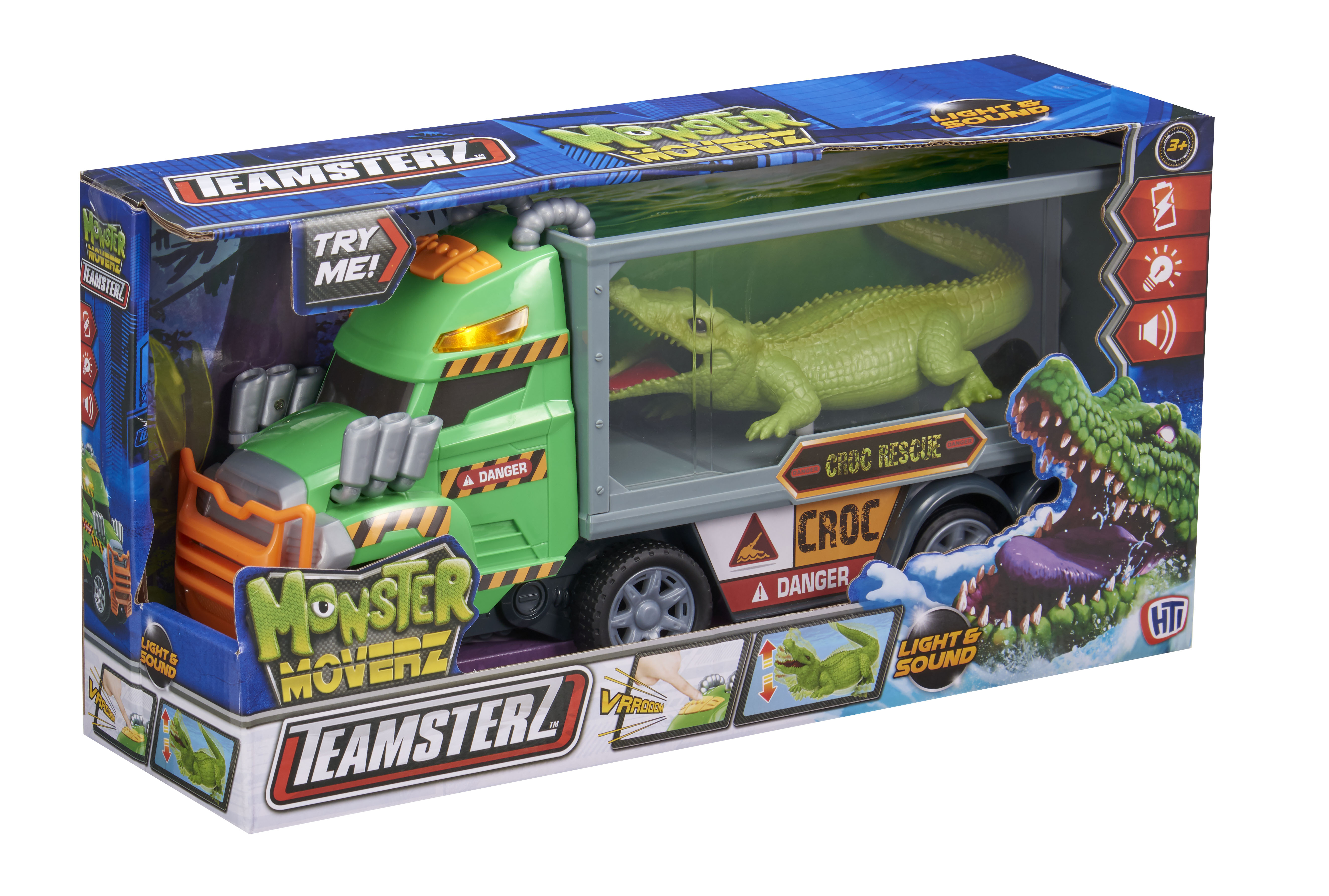 Игрушка со встроенным двигателем для детей Teamsterz «Грузовик с крокодилом MONSTER MOVERZ», арт. 1417285