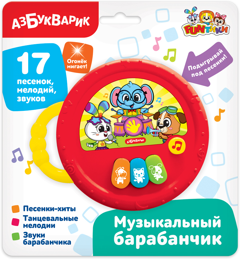 Музыкальный барабанчик (красный)