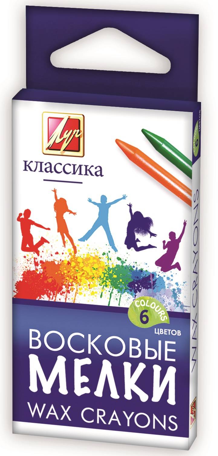 ЛУЧ Карандаши восковые круглые 8*90 Классика, 6 цветов, арт. 12С 860-08