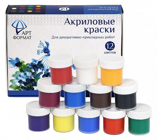 Краски акриловые АРТформат 22 мл 12 цв., арт AF04-021-12