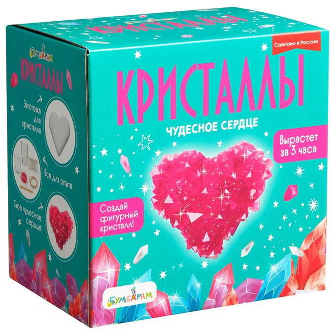 Набор для экспериментов фигурный кристалл Сердце красное, арт. A123