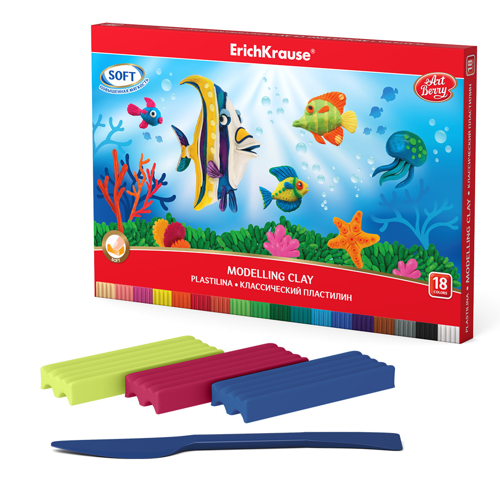 Классический пластилин ArtBerry® 18 цветов со стеком, 324г, арт. 58533