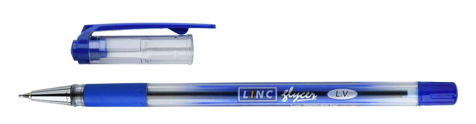 Ручка шариковая LINC Glycer 0,7 мм синяя резиновый грип, арт. 1300RF/blue