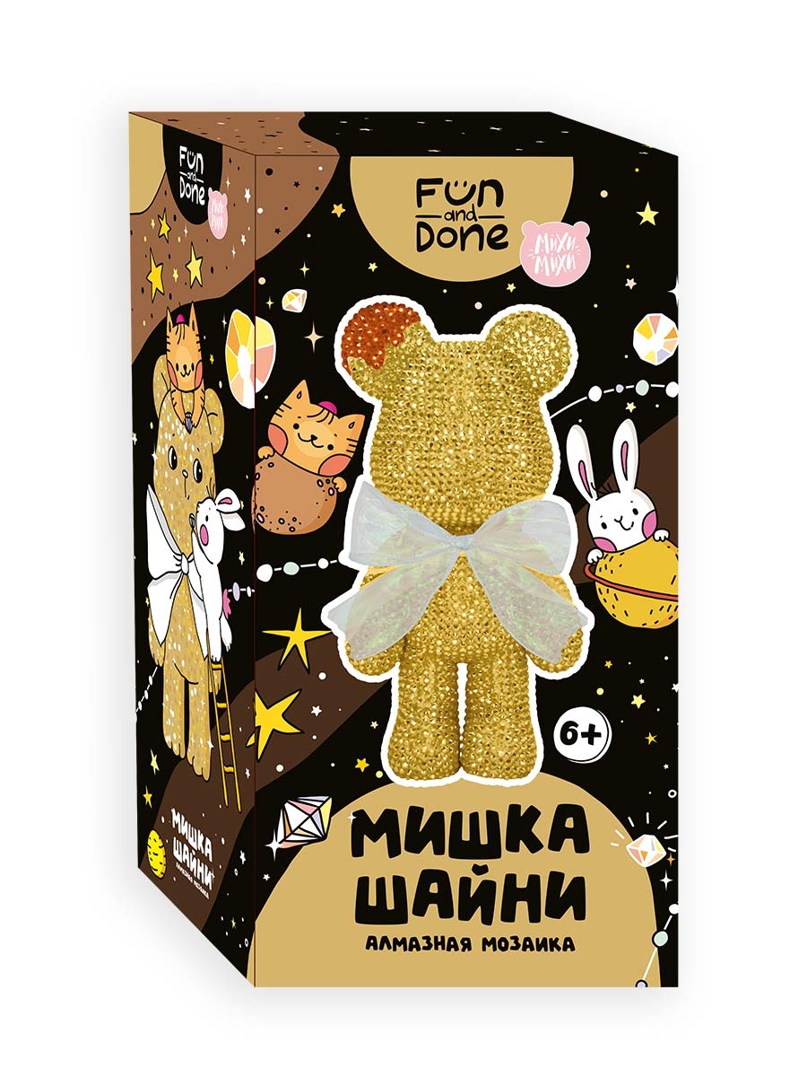 Алмазная мозаика Мишка Шайни Fun and Done золотой, арт. MM54626