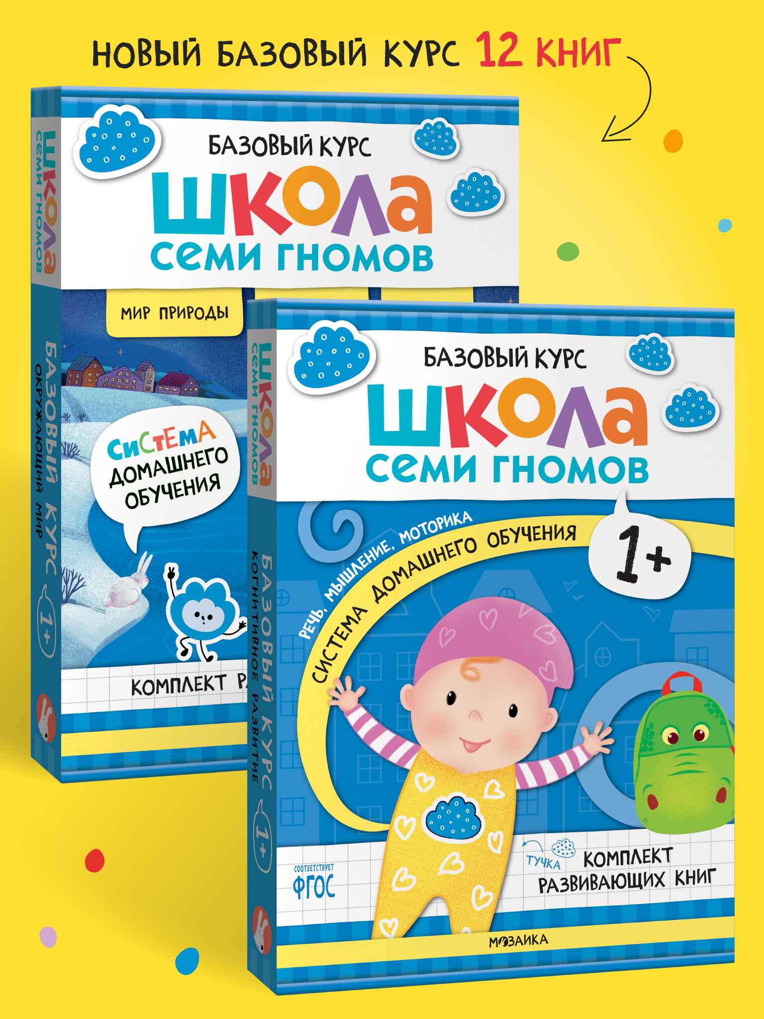 Годовой базовый курс. Комплект 1+ (Школа Семи Гномов. Базовый курс), 12 книг + развивающие материалы