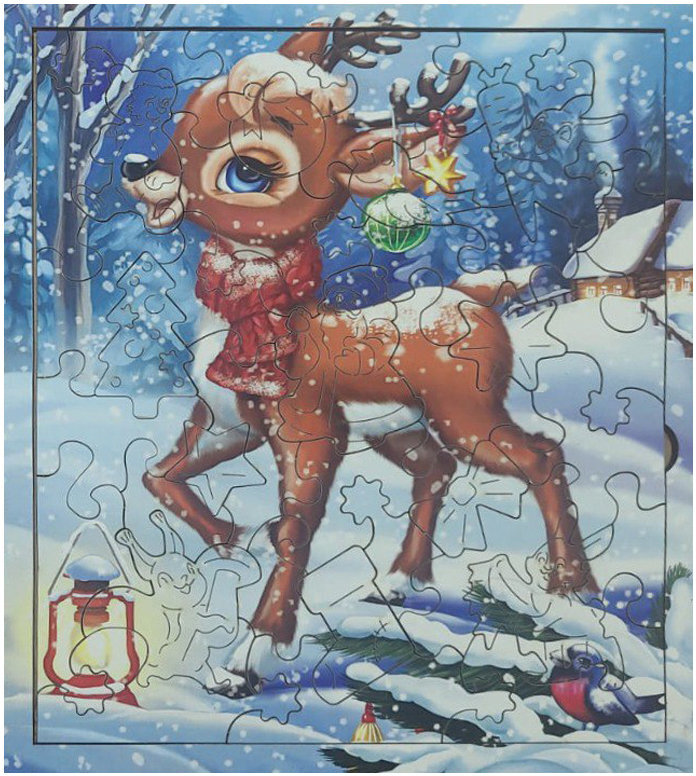 Игрушка развивающая для детей старше трех лет пазл Олененок. Зимняя коллекция 40 дет., арт. ПЗ00027