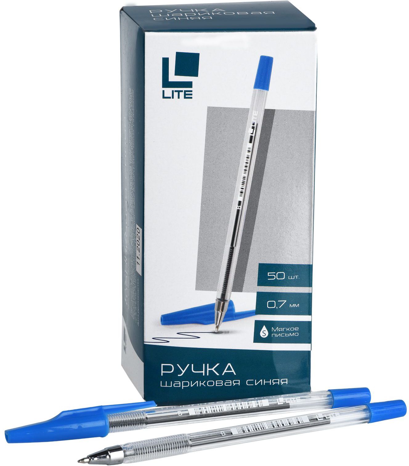 Ручка шариковая LITE 927, с прозрачным корпусом, 0,7 мм, синяя, арт. BPRL01-B