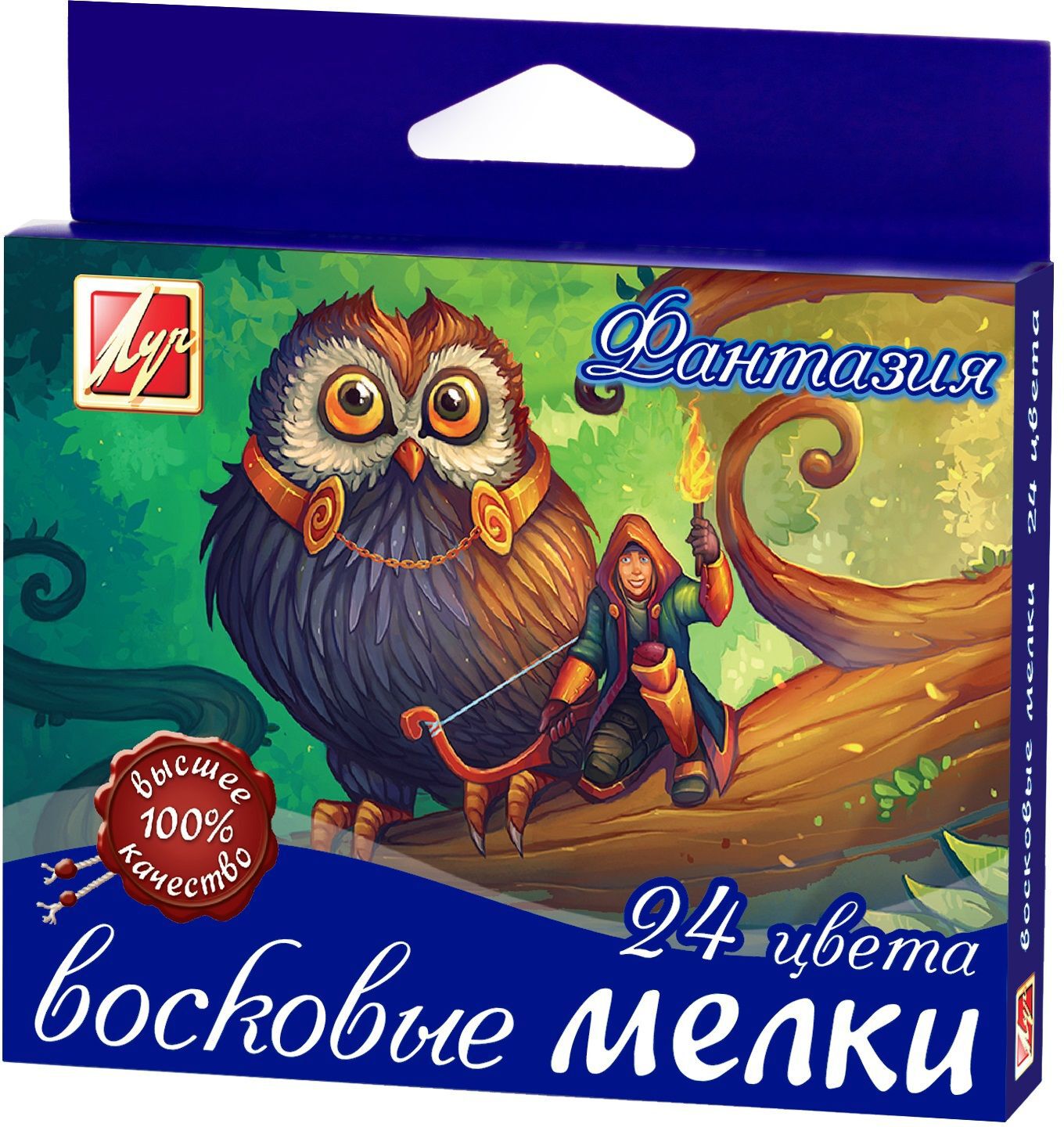 Восковые мелки 24 цвета, на масляной основе ФАНТАЗИЯ круглые, арт. 25С1521-08
