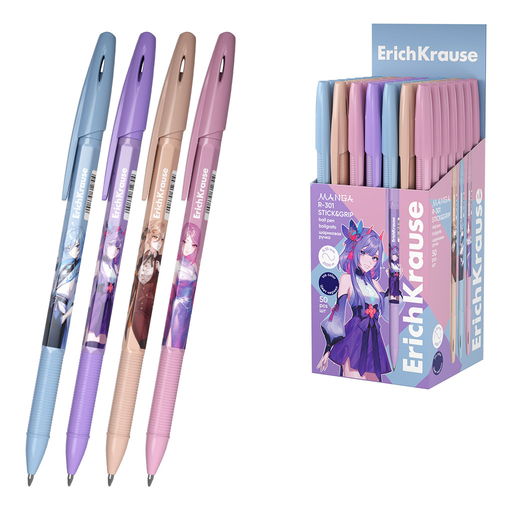 Ручка шариковая R-301 Stick&Grip Manga 0.7, цвет чернил синий, арт. 63910