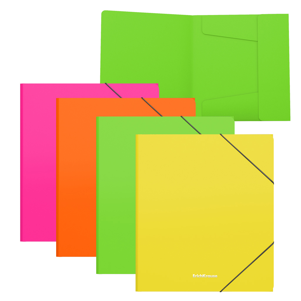 Папка для тетрадей на резинках пластиковая Matt Neon, A5+, ассорти, арт. 50389