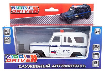 Автомобиль KiddieDrive, белый, инерционный механизм, свет/звук, арт. 1901009_1