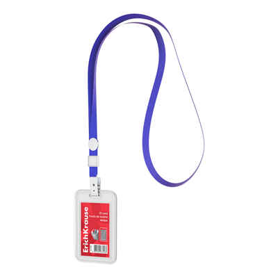 Бейдж вертикальный с лентой книжка, размер вставки 54х85 мм, прозрачный, цвет ленты синий, арт. 63728, производитель ErichKrause® (Эрих Краузе), ISBN 404-1-48563-728-8№ 1