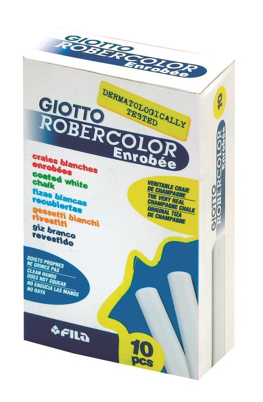 Мел белый Giotto Enrobee Bianchi 10 шт. Мел белый, 100% кальций,  арт. 539100, производитель FILA S.p.A. (Фила), ISBN 800-0-82596-780-1, № 1