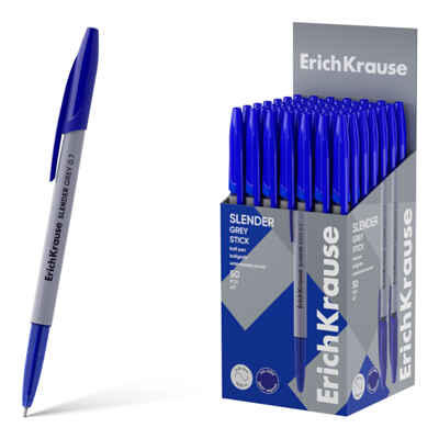 Ручка шариковая Slender Stick Grey 0.7, Super Glide Technology, синяя, арт. 63083, производитель ErichKrause® (Эрих Краузе), ISBN 404-1-48563-083-8№ 1