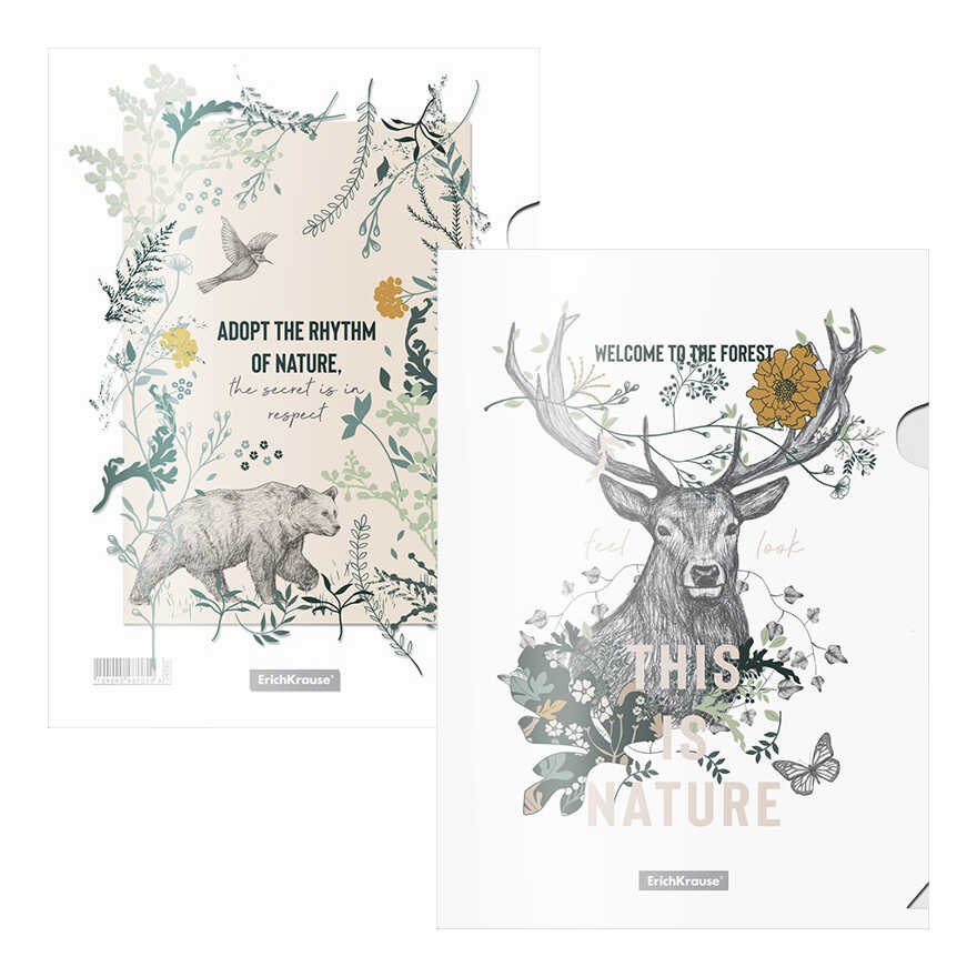 Набор из 4 папок-уголков пластиковых Natural Life, A4, ассорти, арт. 54040, производитель ErichKrause® (Эрих Краузе), ISBN 465-0-18454-040-1, № 1