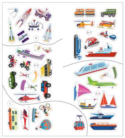 В дороге (Транспорт с наклейками), книга с наклейками, производитель МОЗАИКА kids , ISBN 978-5-43154-637-2№ 2