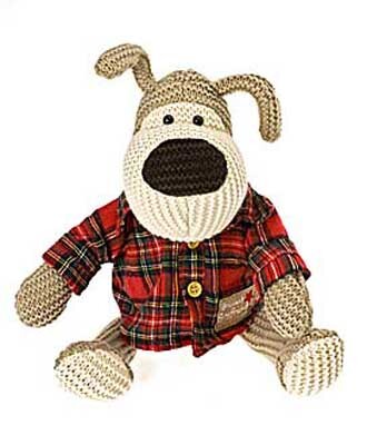 Игрушка серии &quot;Boofle&quot; Собачка  сидящая в клетчатой рубашке, производитель Paper Island (Пайпэр Айленд), ISBN 501-6-06167-174-0, № 1