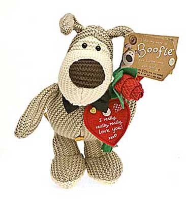 Игрушка серии &quot;Boofle&quot; Собачка  стоящая в галстуке-бабочке и с цветами в лапе (надпись: I really, re, производитель Paper Island (Пайпэр Айленд), ISBN 501-6-06167-548-9, № 1