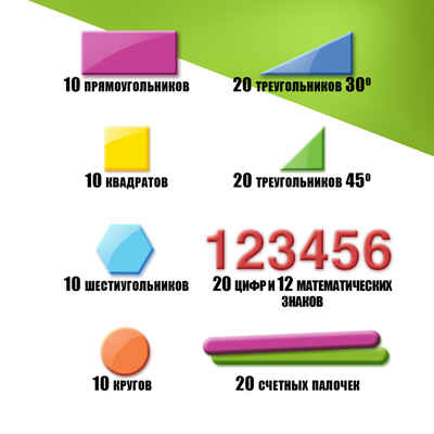 Касса цифр и счетных материалов Юнландия легкий счет, 132 элемента, пенал, арт. 104751, производитель СТАММ, ISBN 460-6-22419-338-0№ 5