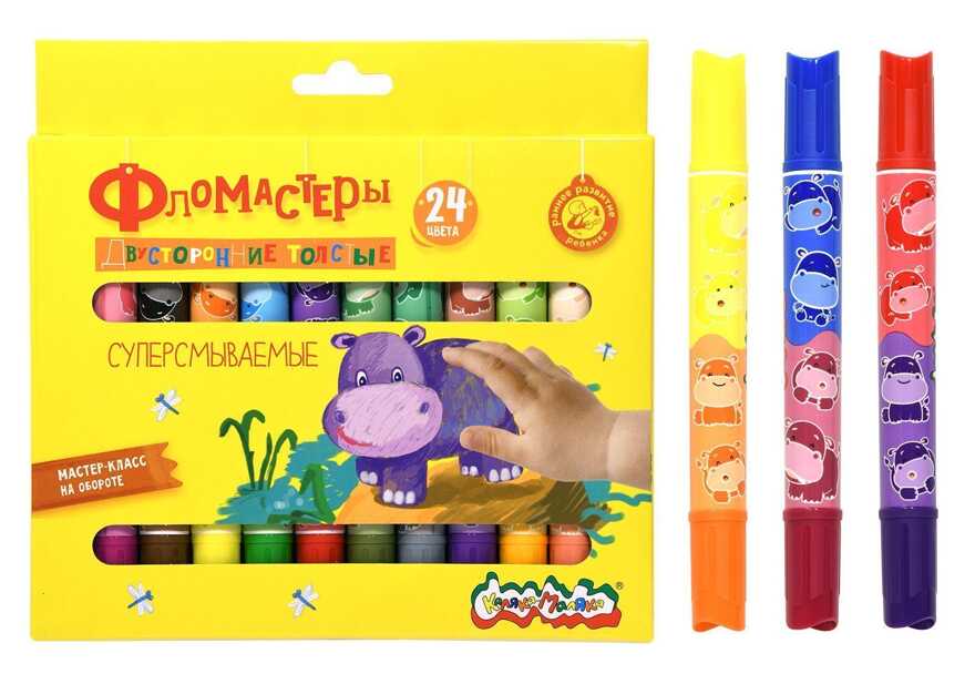 Фломастеры утолщенные классические 24 цвета круглый корпус суперсмываемые, арт. ФТДКМ24, производитель ФАРМ, ISBN 460-2-72315-757-1, № 2