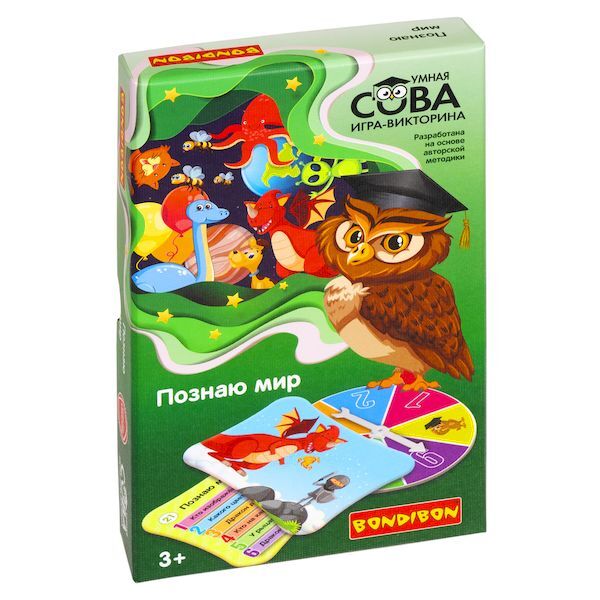 Игра-викторина Умная Сова Познаю мир, арт. ВВ5373, производитель Bondibon (Бондибон), ISBN 489-5-13605-522-4, № 1