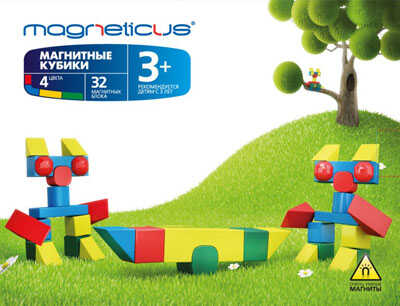 OC-032 Magneticus Магнитные Кубики 32 элемента/4цвета, производитель Magneticus, ISBN 460-7-08196-049-8№ 1