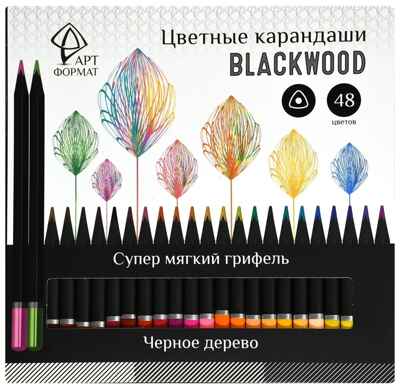 Набор цветных карандашей Blackwood 48 цветов. трехгранные,  супермягкий грифель, арт. AF03-051-48, производитель ФАРМ, ISBN 460-2-72316-946-8№ 1