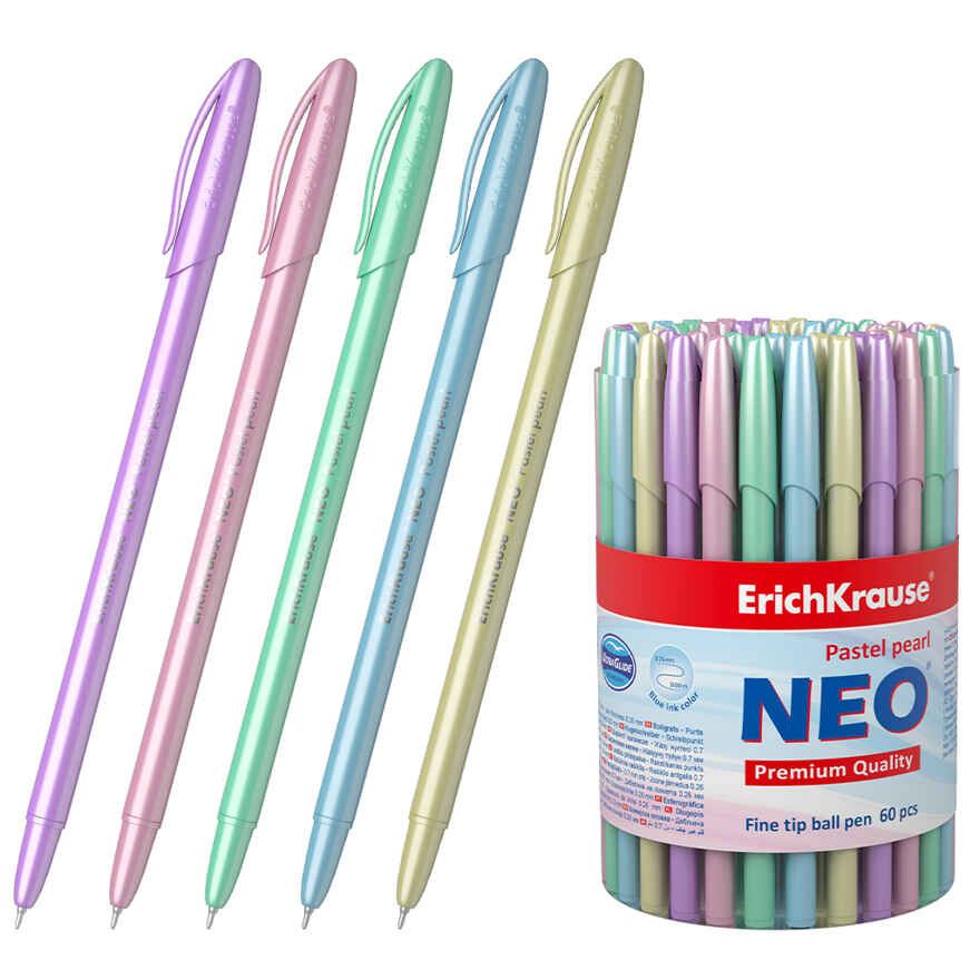 Ручка шариковая Neo® Pastel pearl, цвет чернил синий, арт. 55380, производитель ErichKrause® (Эрих Краузе), ISBN 404-1-48555-380-9, № 1