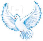 ФМ1-15298 Плакат вырубной А4. Голубь с раскрытыми крыльями влево. Двухсторонний, производитель Сфера ТЦ , ISBN 463-0-07699-133-7, № 1
