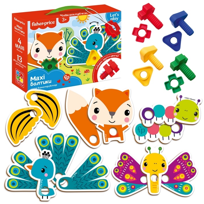 Игра настольная конструктор Fisher-Price &quot;Maxi-болтики&quot;, производитель Я РАСТУ ТОЙЗ, ISBN 482-0-23476-258-3, № 2