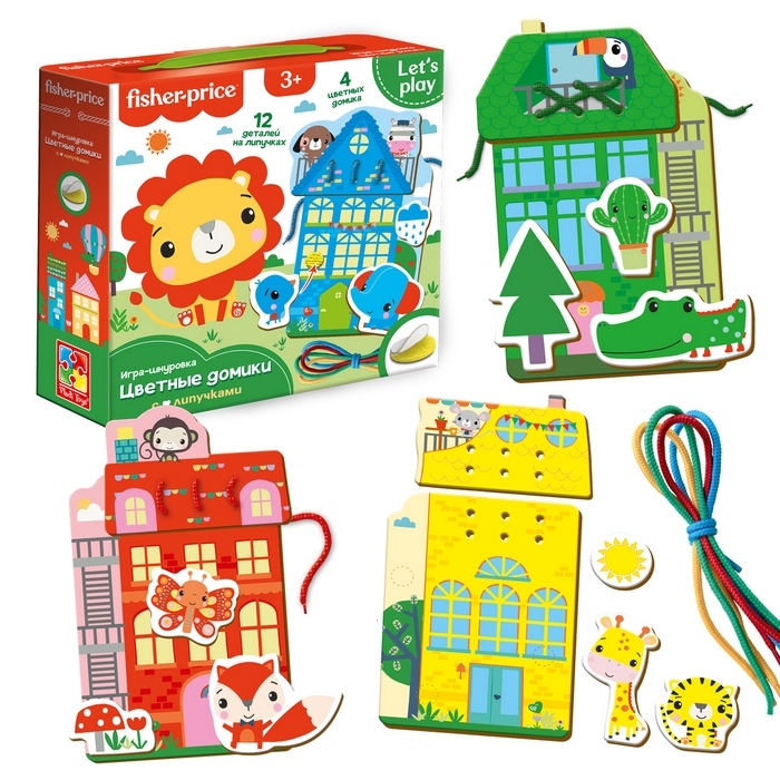 Игра-шнуровка Fisher-Price "Цветные домики", производитель Я РАСТУ ТОЙЗ, ISBN 482-0-23476-260-6, № 2
