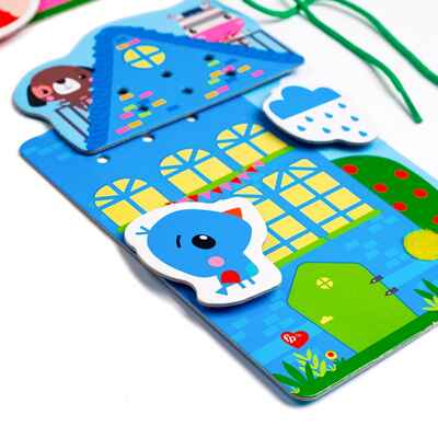 Игра-шнуровка Fisher-Price "Цветные домики", производитель Я РАСТУ ТОЙЗ, ISBN 482-0-23476-260-6 № 3