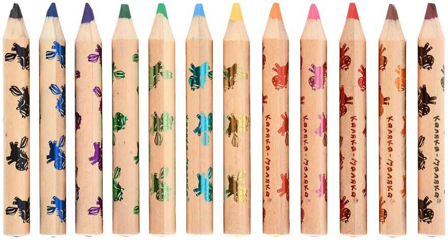 Набор акварельных цветных карандашей 12 цветов, утолщенные с точилкой, арт. КАМКМ12, производитель ФАРМ, ISBN 460-2-72310-211-3, № 5