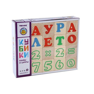 Кубики Алфавит с цифрами 20 штук, арт. 2222-2, производитель Томик, ISBN 460-7-05756-034-9, № 1