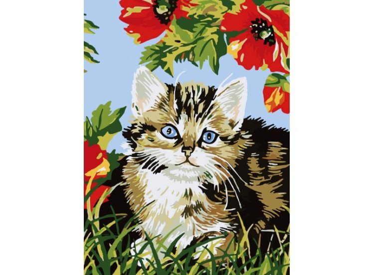Живопись на холсте Котенок в цветах., производитель Белоснежка, ISBN 693-0-14930-407-0, № 1