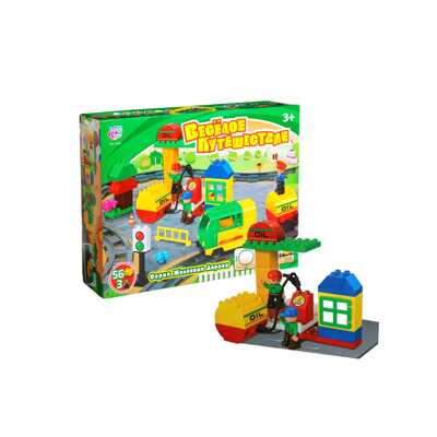 Ж/Д в наборе с конструктором Joy Toy Весёлое путешествие, ВОХ 59х42х12см, арт.2130., производитель Play Smart (Плэй Смарт), ISBN 460-2-01030-809-9№ 2
