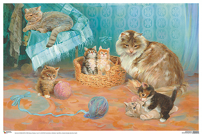 Плакат Кошка с котятами, 50 х 70, производитель МОЗАИКА-СИНТЕЗ , ISBN 978-5-43150-128-9, № 1