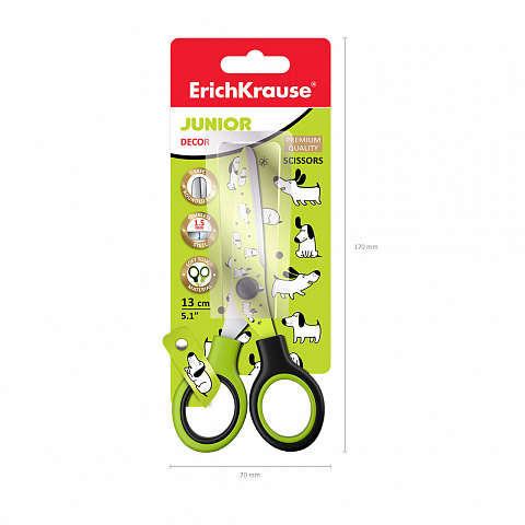 Ножницы Junior Decor Dogs с принтом на лезвиях, 13см , арт. 53206, производитель ErichKrause® (Эрих Краузе), ISBN 404-1-48553-206-4, № 3