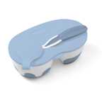 Тарелочка с 2 отделениями крышечкой и ложечкой небесного цвета, производитель Babyono, ISBN 590-1-43541-290-9, № 1