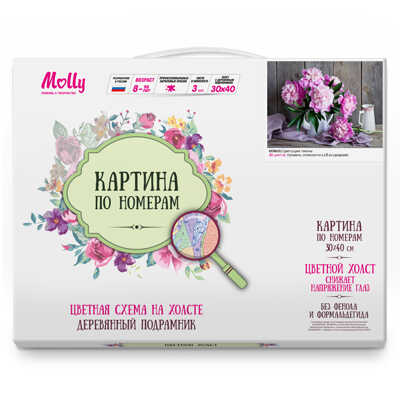 Картина по номерам с цветной схемой на холсте (30х40) Цветущие пионы (20 цветов), арт. KK0633, производитель СильверТойз, ISBN 692-0-14088-412-1№ 1