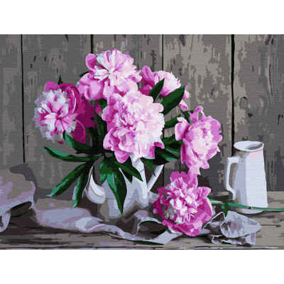 Картина по номерам с цветной схемой на холсте (30х40) Цветущие пионы (20 цветов), арт. KK0633, производитель СильверТойз, ISBN 692-0-14088-412-1№ 2
