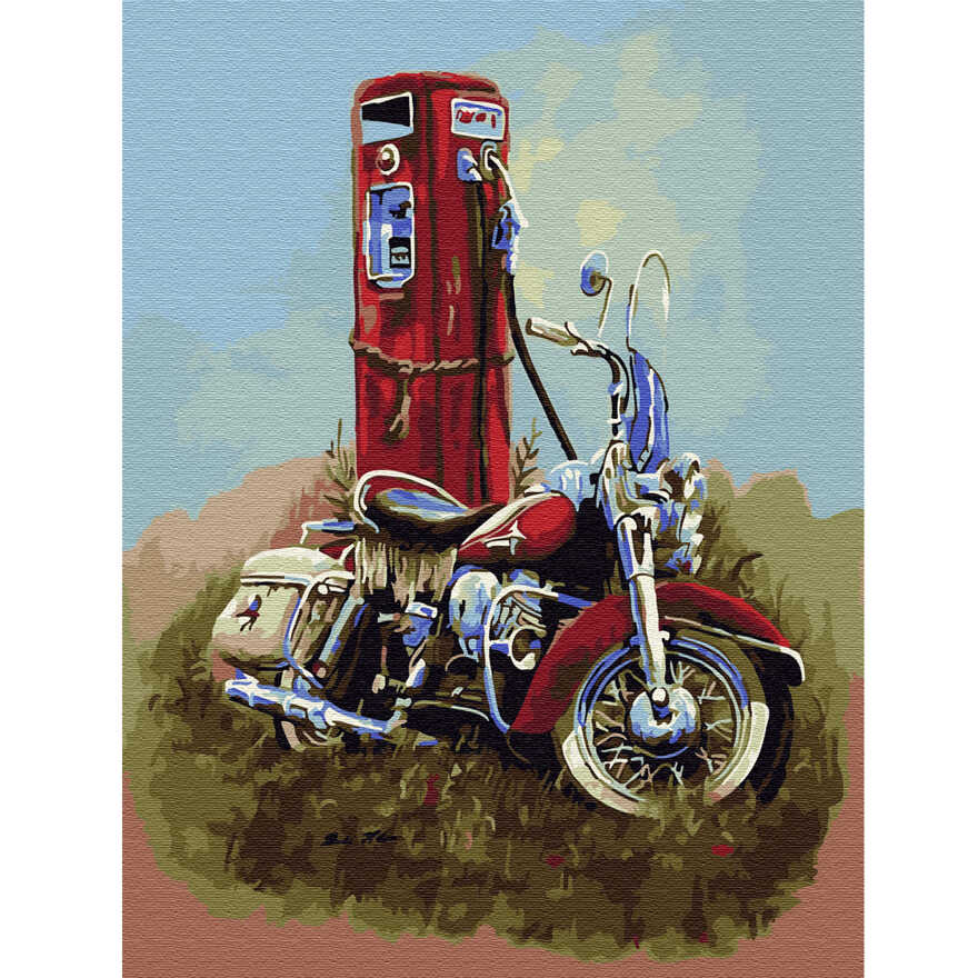 Картина по номерам с цветной схемой на холсте (30х40) Харлей Дэвидсон (20 цветов), арт. KK0643, производитель СильверТойз, ISBN 692-0-14088-417-6, № 2