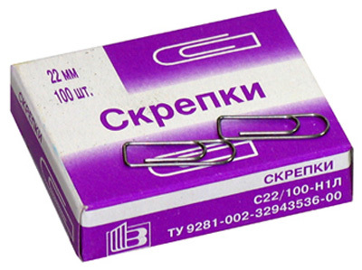 Скрепки Велент 22 мм, 100 штук в упаковке, арт. С22/100, производитель ВЕЛЕНТ, ISBN 460-7-05109-001-9, № 1