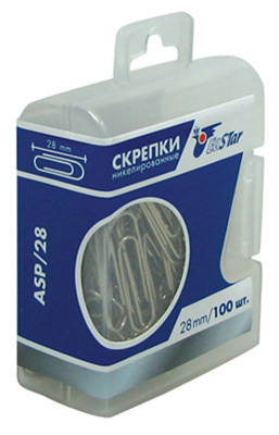 Скрепки EaSTar 28 мм. 100 шт. никелированные, арт. ASP/28, производитель EaStar (Истар), ISBN 471-6-89552-800-5, № 1