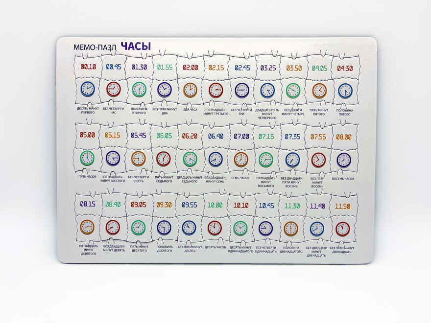 Мемо пазл Часы, арт. 1214, производитель Татой, ISBN 460-4-66800-202-2, № 1