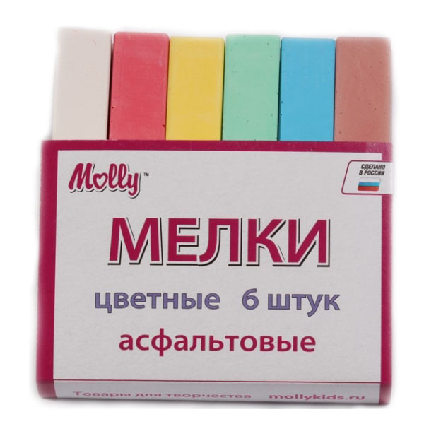 Мелки асфальтовые цветные 6 шт., арт. MSK 006CAp/8, производитель СильверТойз, ISBN 466-0-01187-173-8, № 1