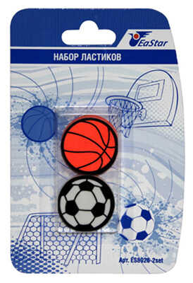 Набор ластиков 2шт ES8026-2set блист. Мячи EaSTar, производитель EaStar (Истар), ISBN 693-6-38078-012-3№ 1