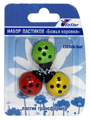 Набор ластиков 3 шт. ES2088-3set блист. Божья коровка EaSTar, производитель EaStar (Истар), ISBN 693-9-20878-027-5№ 1