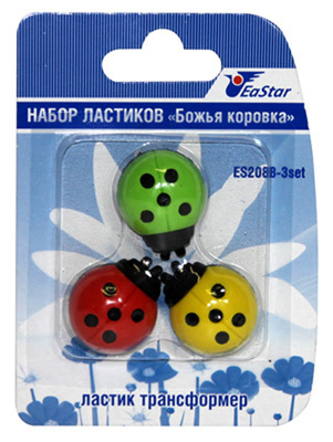 Набор ластиков 3 шт. ES2088-3set блист. Божья коровка EaSTar, производитель EaStar (Истар), ISBN 693-9-20878-027-5, № 1