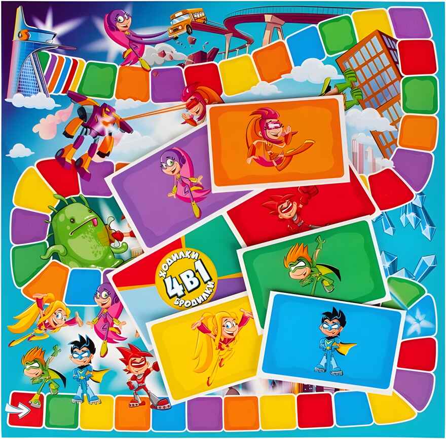 Игра детская настольная Ходилки-Бродилки 4 в 1, арт. 2120C, производитель Dream Makers (Дрим Мейкерс), ISBN 481-4-71800-173-2, № 2